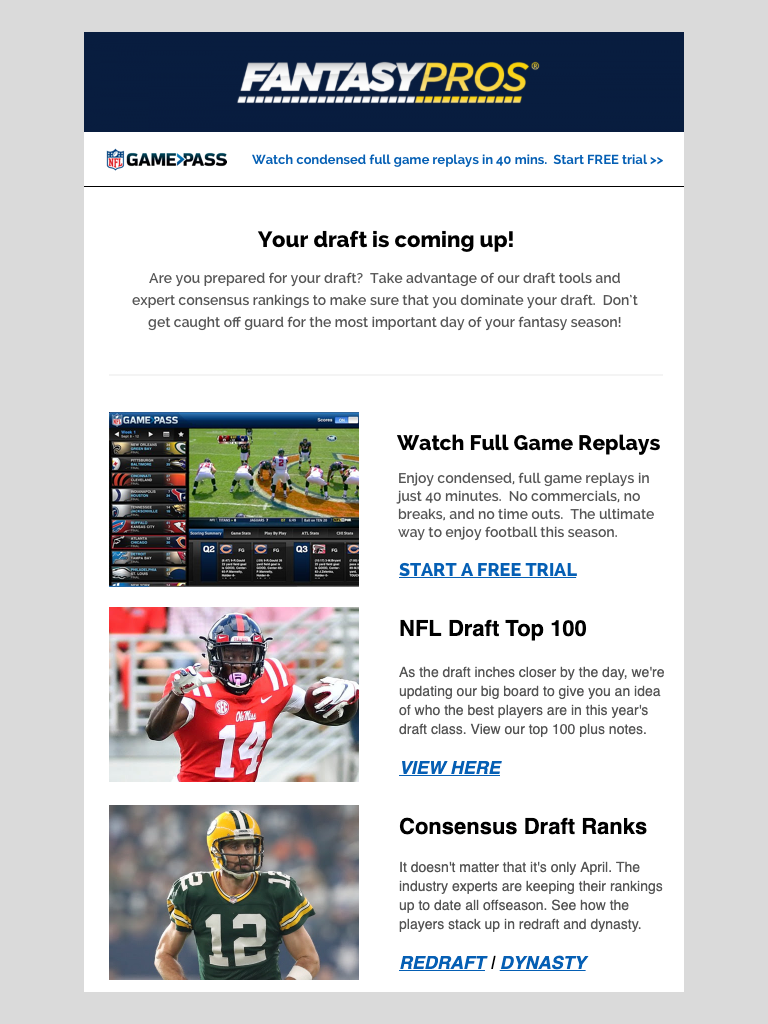 Email Slots: Game Pass FantasyPros Email Slots: Game Pass FantasyPros