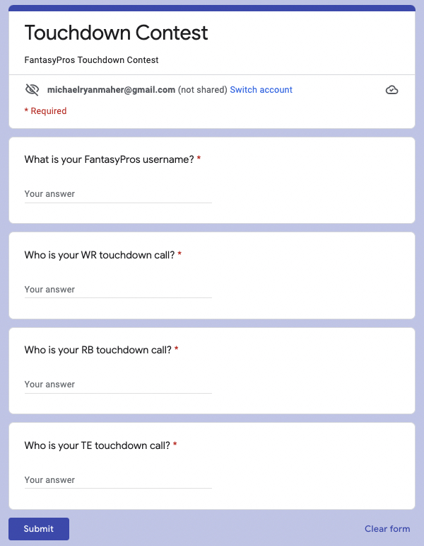 FantasyPros Touchdown Contest